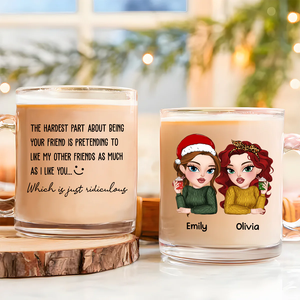 The Hardest Part About Being Your Friend - Personalized Custom Glass Mug - Image 2