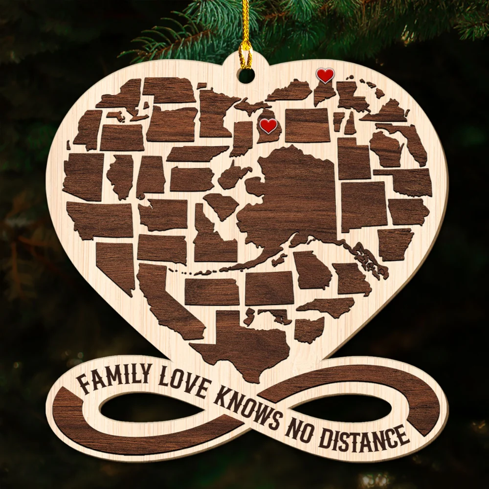 The Heart Knows No Distance - Personalized Custom Wood Ornament - Image 5