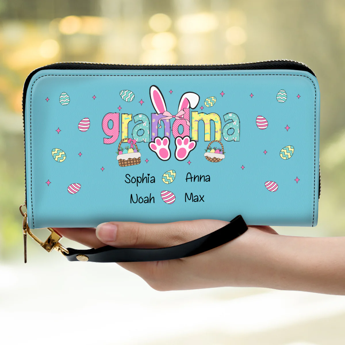 The Heart Of Grandma Is Pure Gold - Personalized Custom Leather Wallet - Image 2