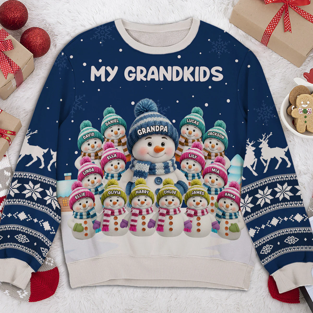 The Knitted Family - Personalized Custom All-Over-Print Sweatshirt - Image 2