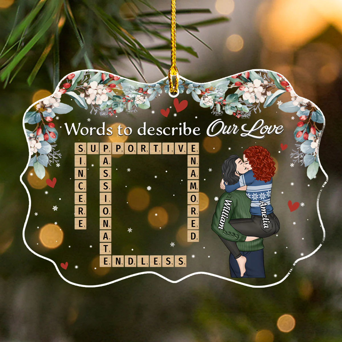 The Language Of Our Love - Personalized Custom Acrylic Ornament - Image 2