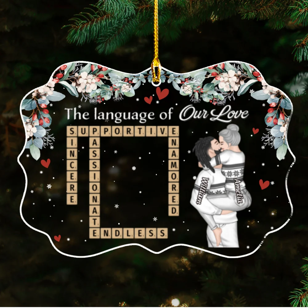 The Language Of Our Love - Personalized Custom Acrylic Ornament - Image 5