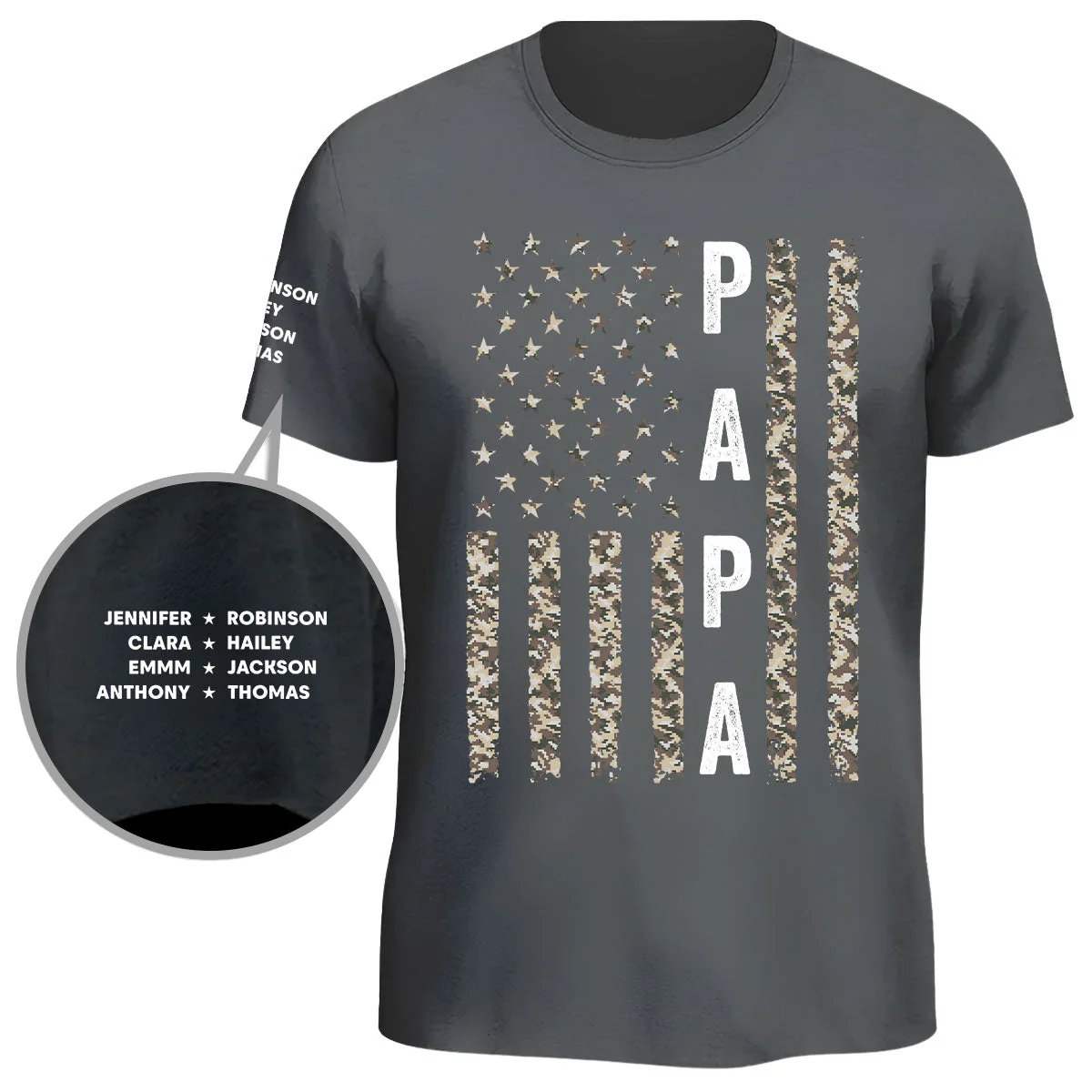 The Legend Daddy Papa - Personalized Custom Shirt With Design On Sleeve - Image 3