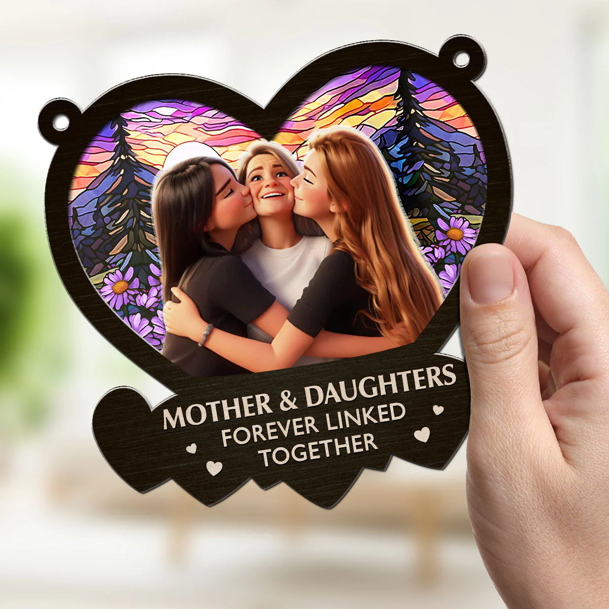 The Link Between Mother And Daughter Cartoon - Personalized Custom Suncatcher - Image 3