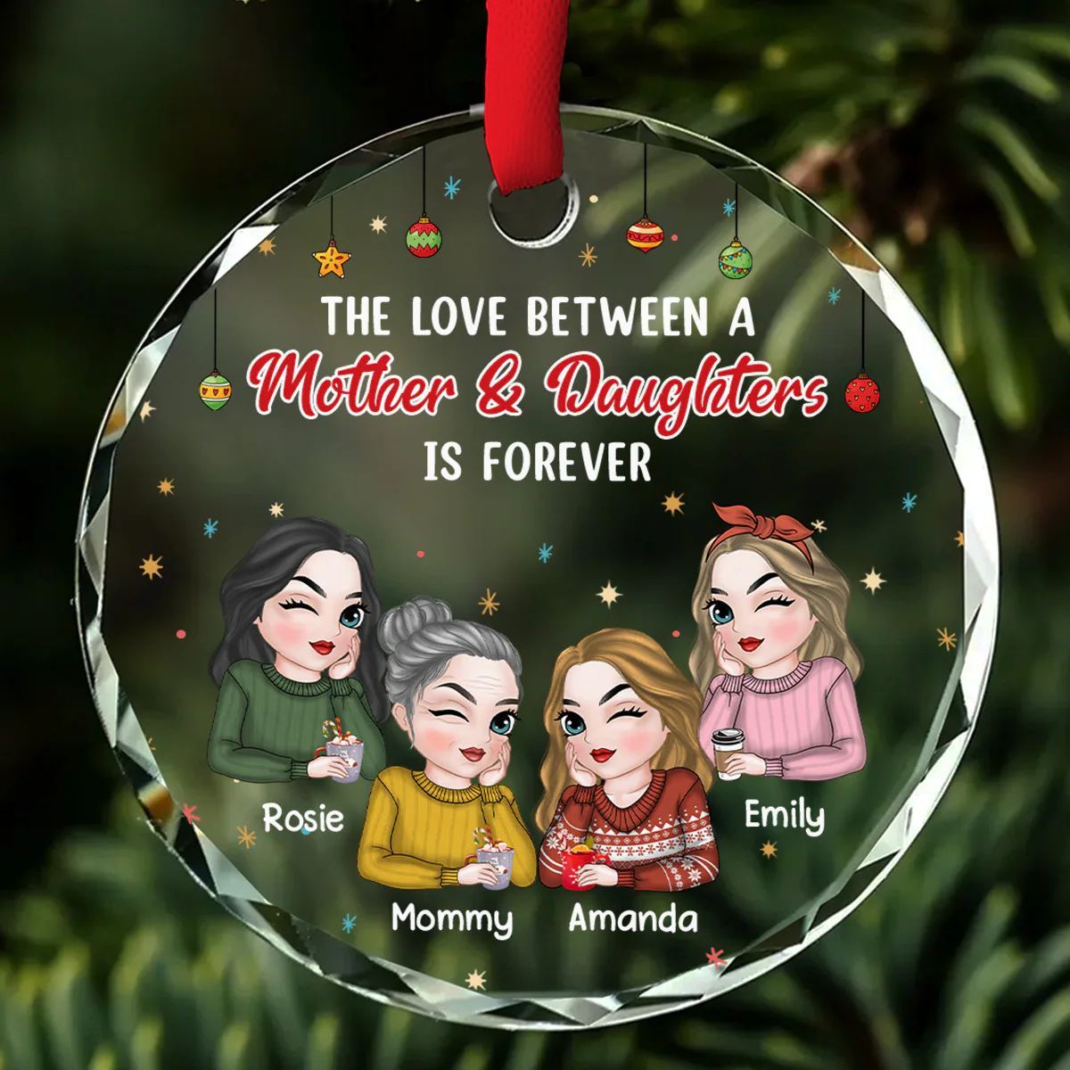 The Love Between A Mother And Daughter - Personalized Custom Glass Ornament - Image 4