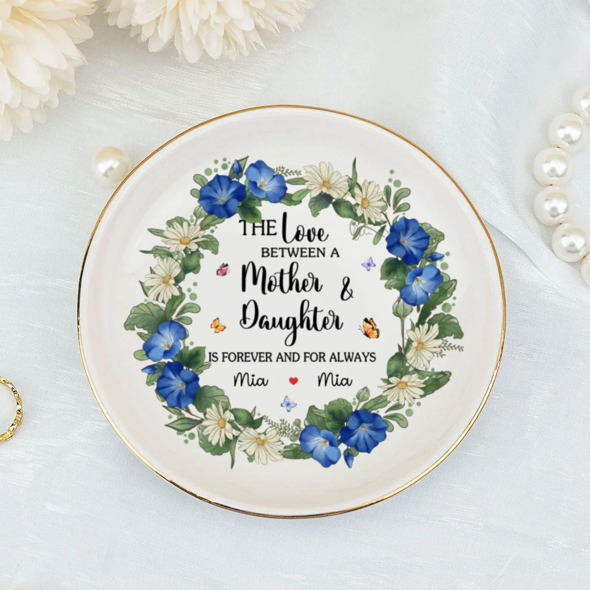 The Love Between A Mother And Daughters Is Forever - Personalized Custom Jewelry Dish - Image 6