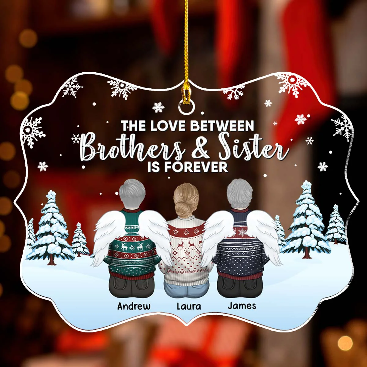The Love Between Brothers And Sisters Is Forever - Personalized Custom Acrylic Ornament - Image 2