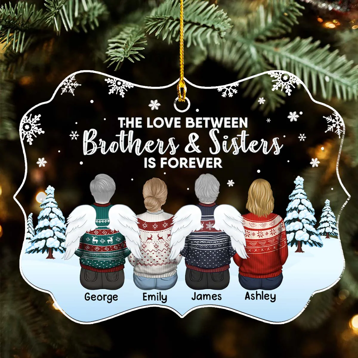 The Love Between Brothers And Sisters Is Forever - Personalized Custom Acrylic Ornament - Image 4