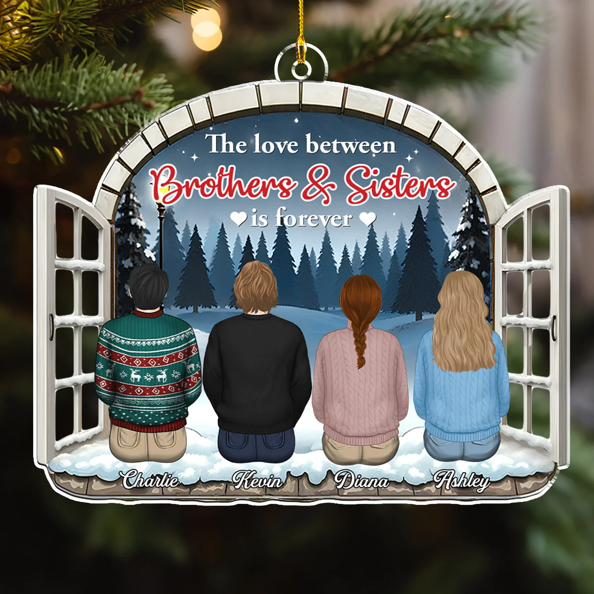 The Love Between Brothers Sisters Is Forever - Personalized Custom Acrylic Ornament - Image 2