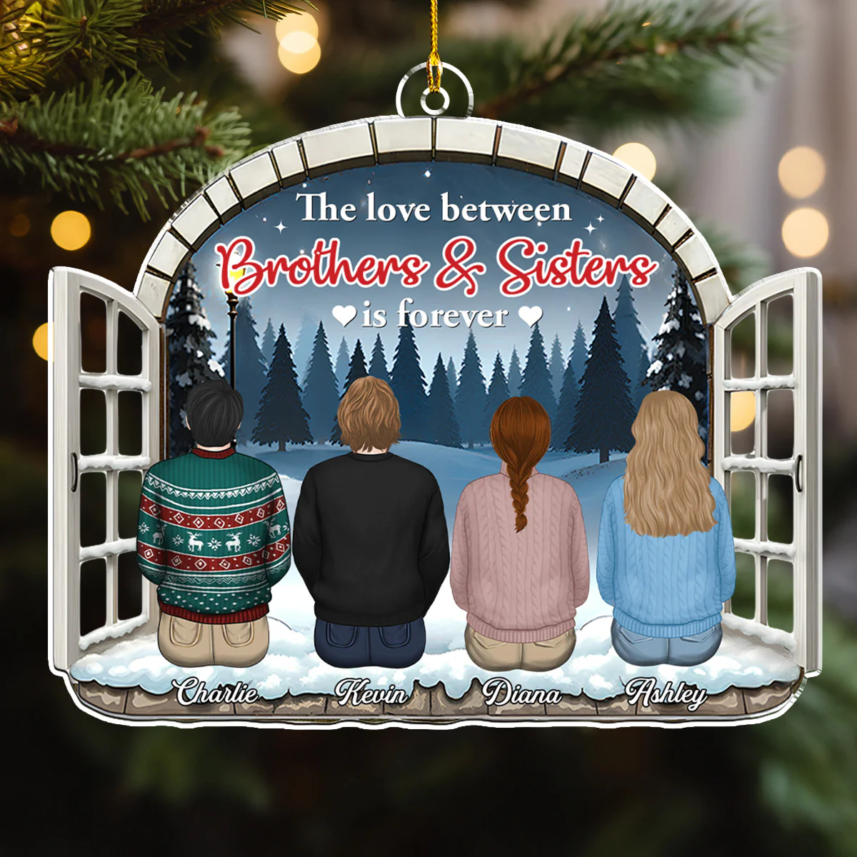 The Love Between Brothers Sisters Is Forever - Personalized Custom Acrylic Ornament - Image 3