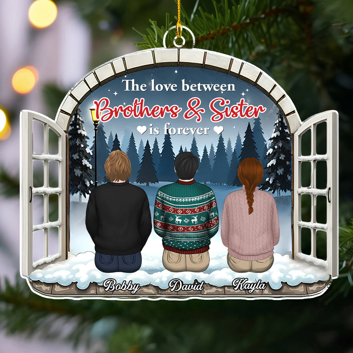 The Love Between Brothers Sisters Is Forever - Personalized Custom Acrylic Ornament - Image 5