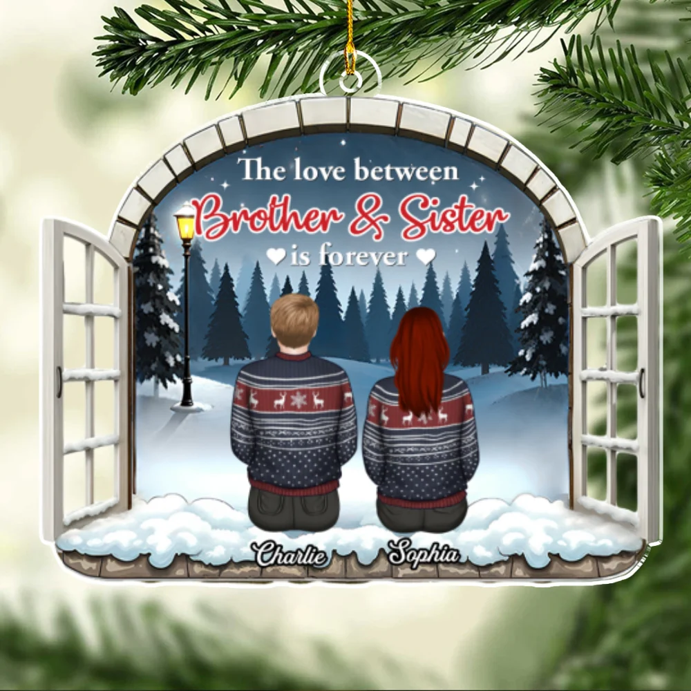 The Love Between Brothers Sisters Is Forever - Personalized Custom Acrylic Ornament - Image 7