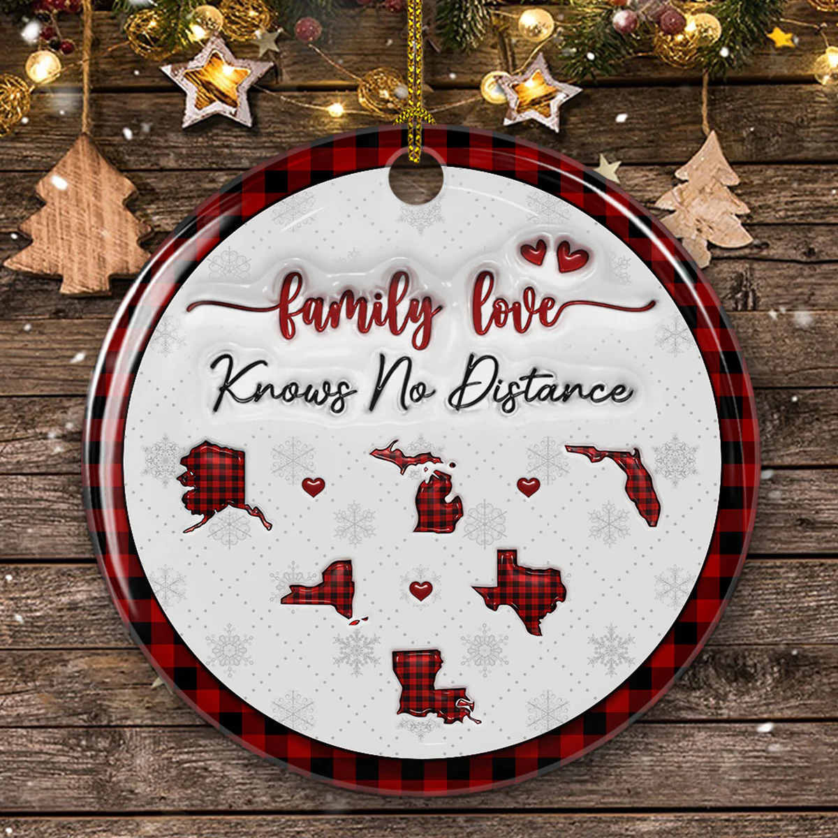 The Love Between Family Knows No Distance - Personalized Custom 3D Inflated Effect Ceramic Ornament - Image 3