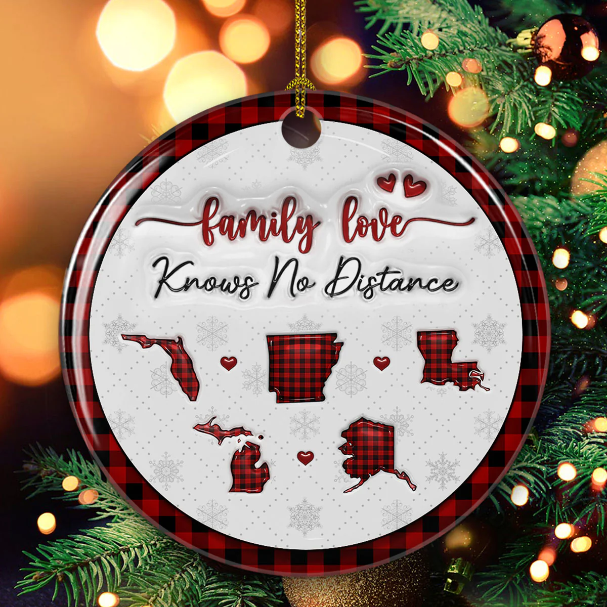 The Love Between Family Knows No Distance - Personalized Custom 3D Inflated Effect Ceramic Ornament - Image 5