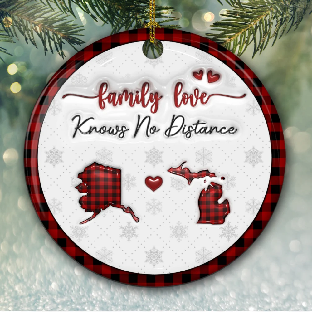The Love Between Family Knows No Distance - Personalized Custom 3D Inflated Effect Ceramic Ornament - Image 6