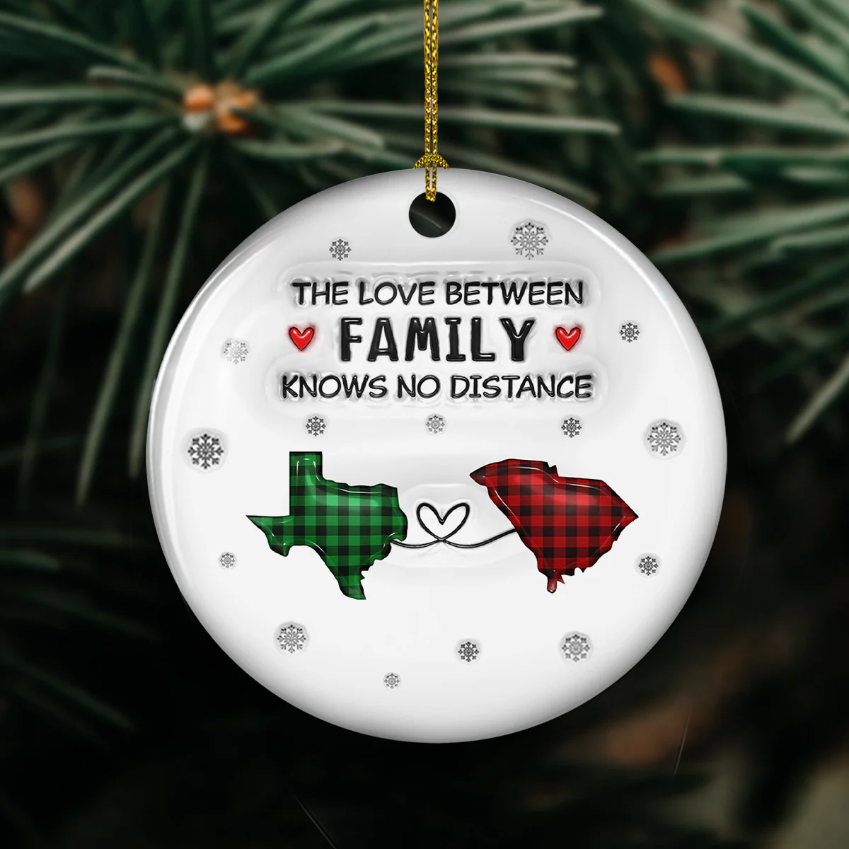 The Love Between Family Knows No Distance - Personalized Custom 3D Inflated Effect Ceramic Ornament - Image 2