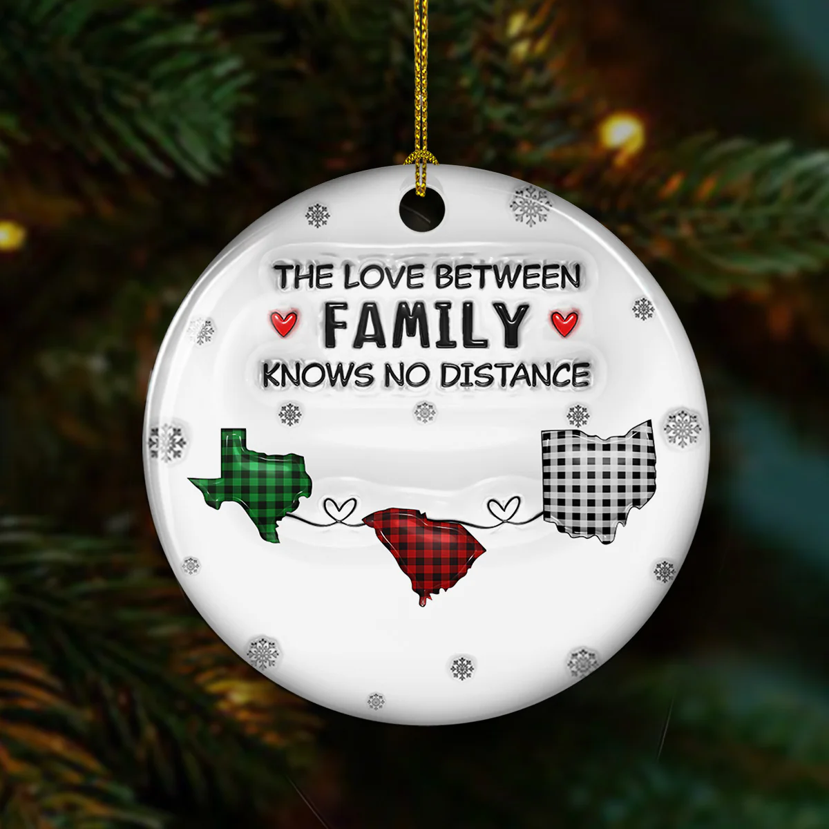 The Love Between Family Knows No Distance - Personalized Custom 3D Inflated Effect Ceramic Ornament - Image 3