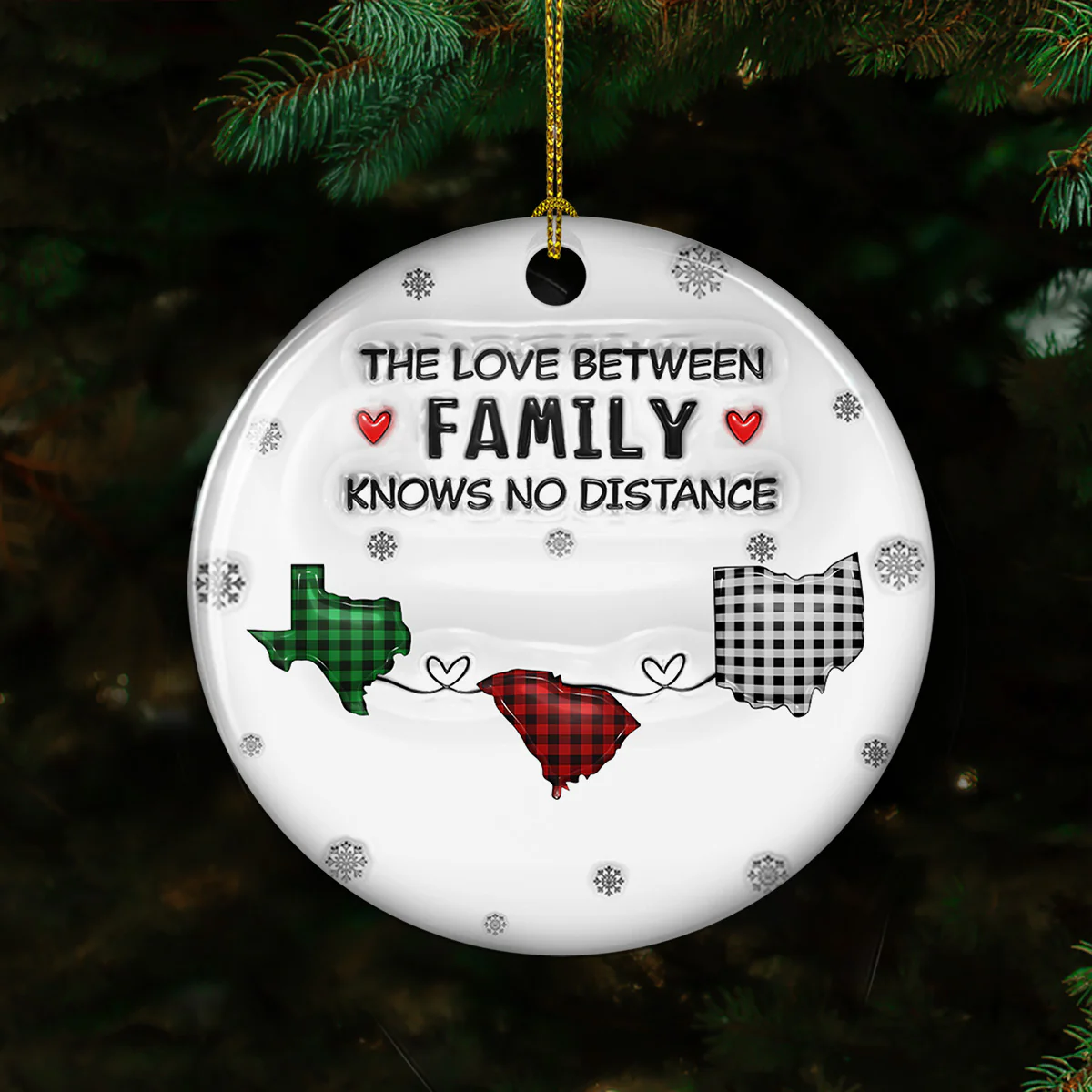 The Love Between Family Knows No Distance - Personalized Custom 3D Inflated Effect Ceramic Ornament - Image 4