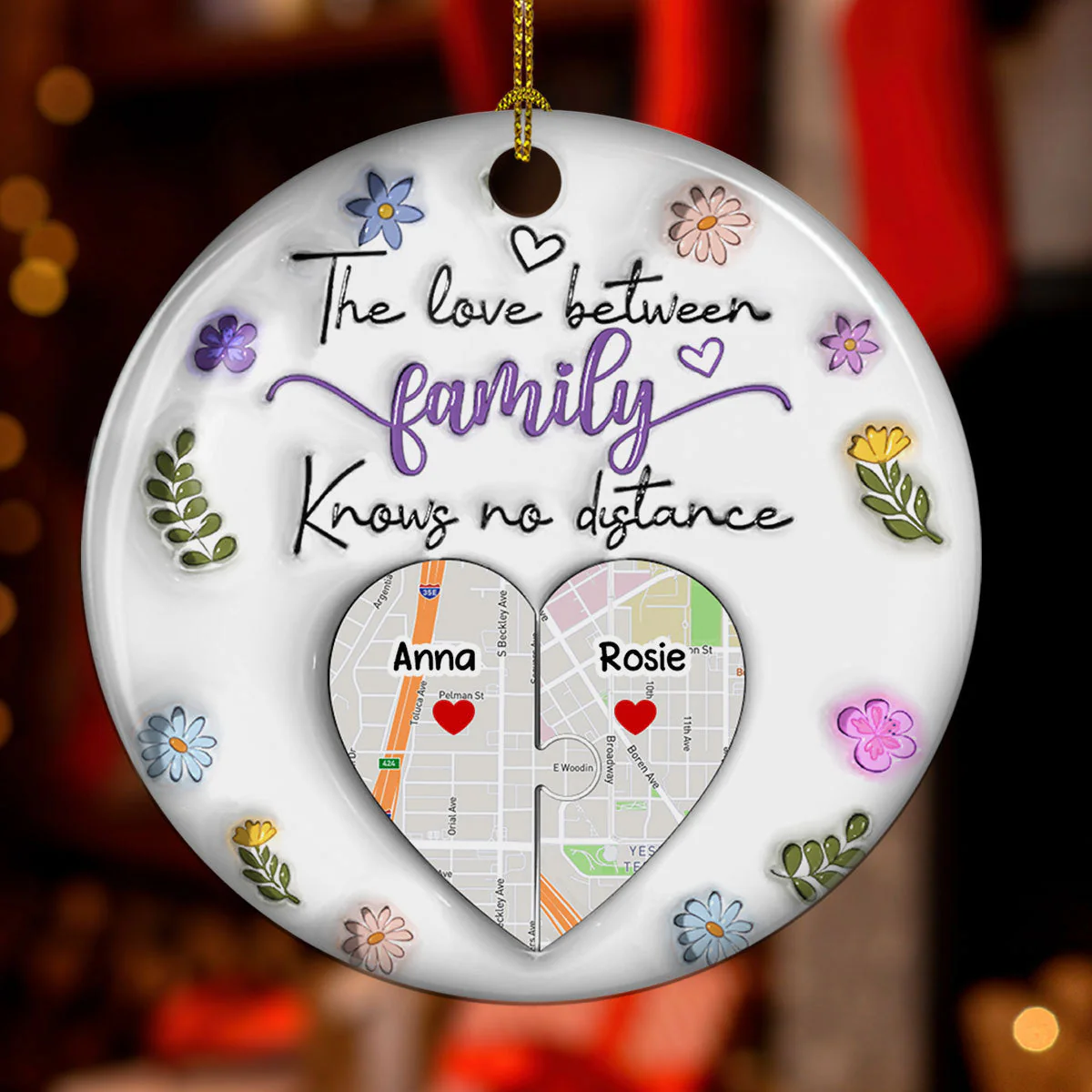 The Love Between Family Knows No Distance - Personalized Custom 3D Inflated Effect Ceramic Ornament - Image 2