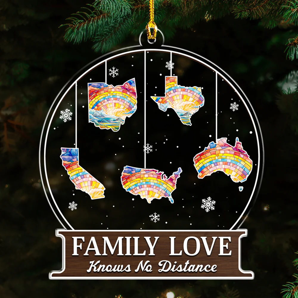 The Love Between Family Knows No Distance - Personalized Custom Acrylic Ornament - Image 2
