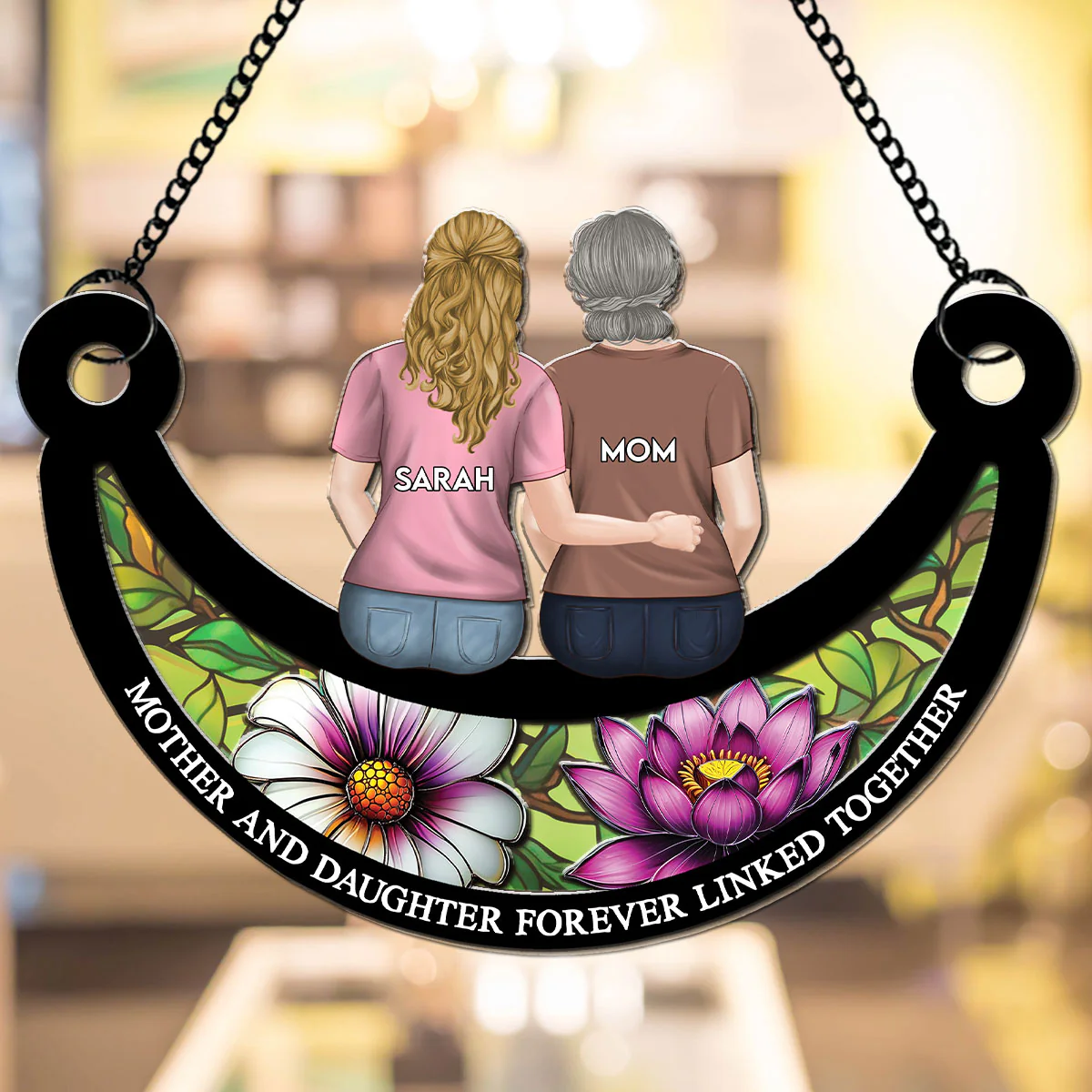 The Love Between Mom And Daughter - Personalized Custom Suncatcher - Image 3