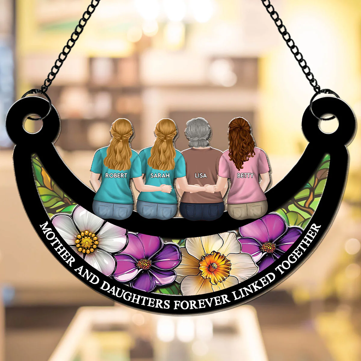 The Love Between Mom And Daughter - Personalized Custom Suncatcher - Image 4