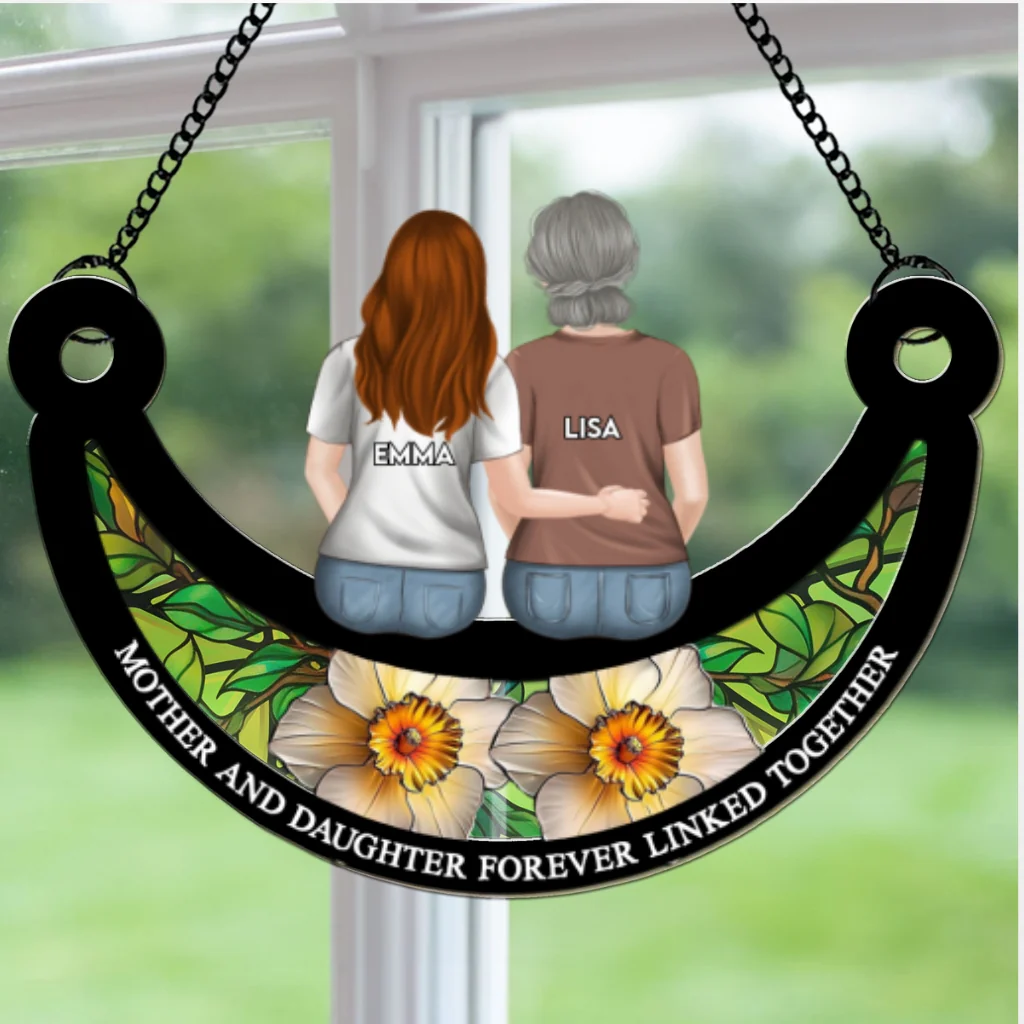 The Love Between Mom And Daughter - Personalized Custom Suncatcher - Image 6