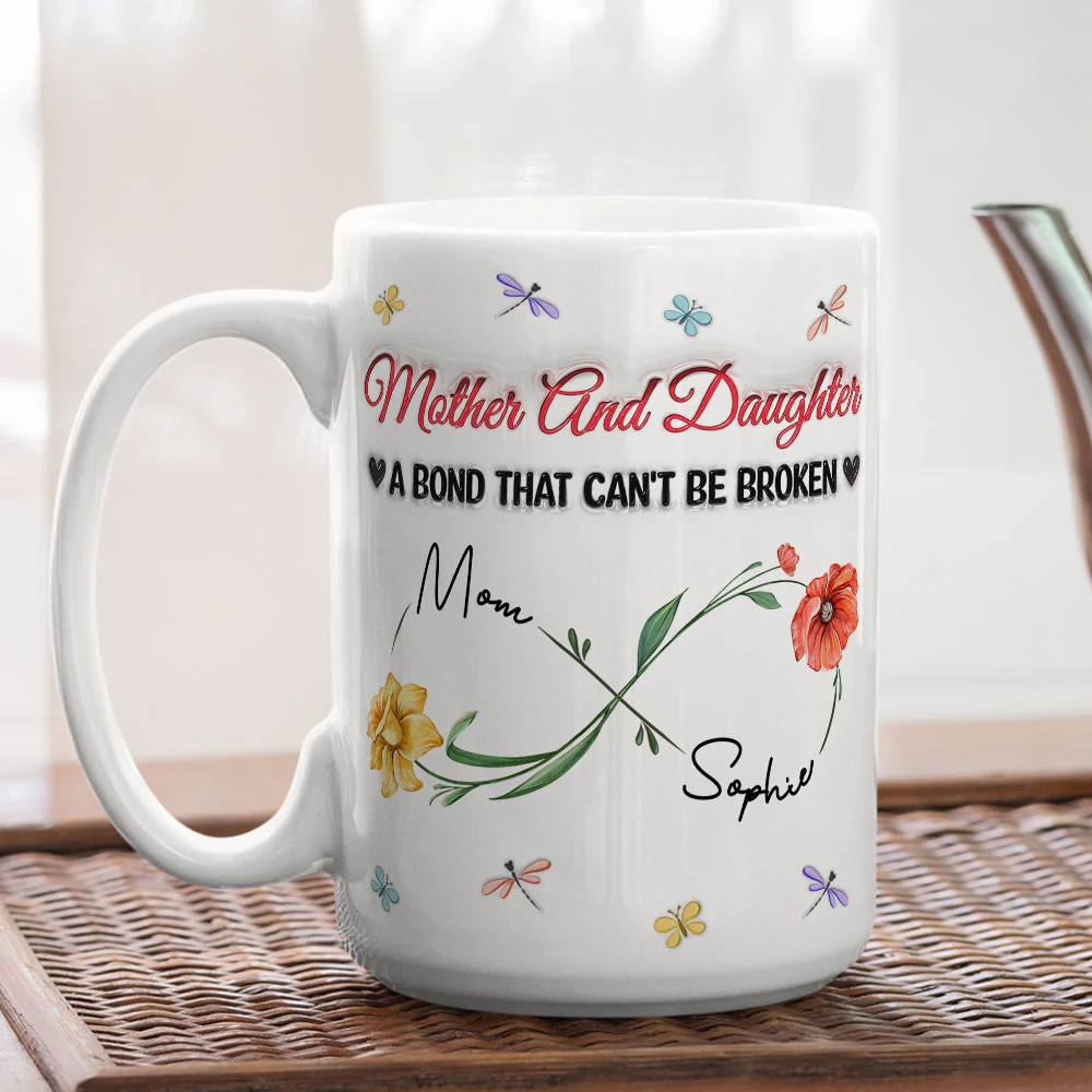 The Love Between Mother And Daughter - Personalized Custom 3D Inflated Effect Mug - Image 3