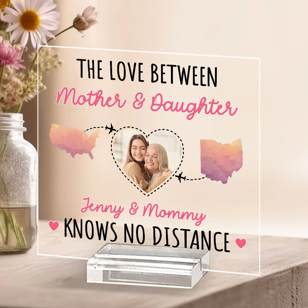 The Love Between Mother And Daughter - Personalized Custom Acrylic Plaque With Base - Image 5