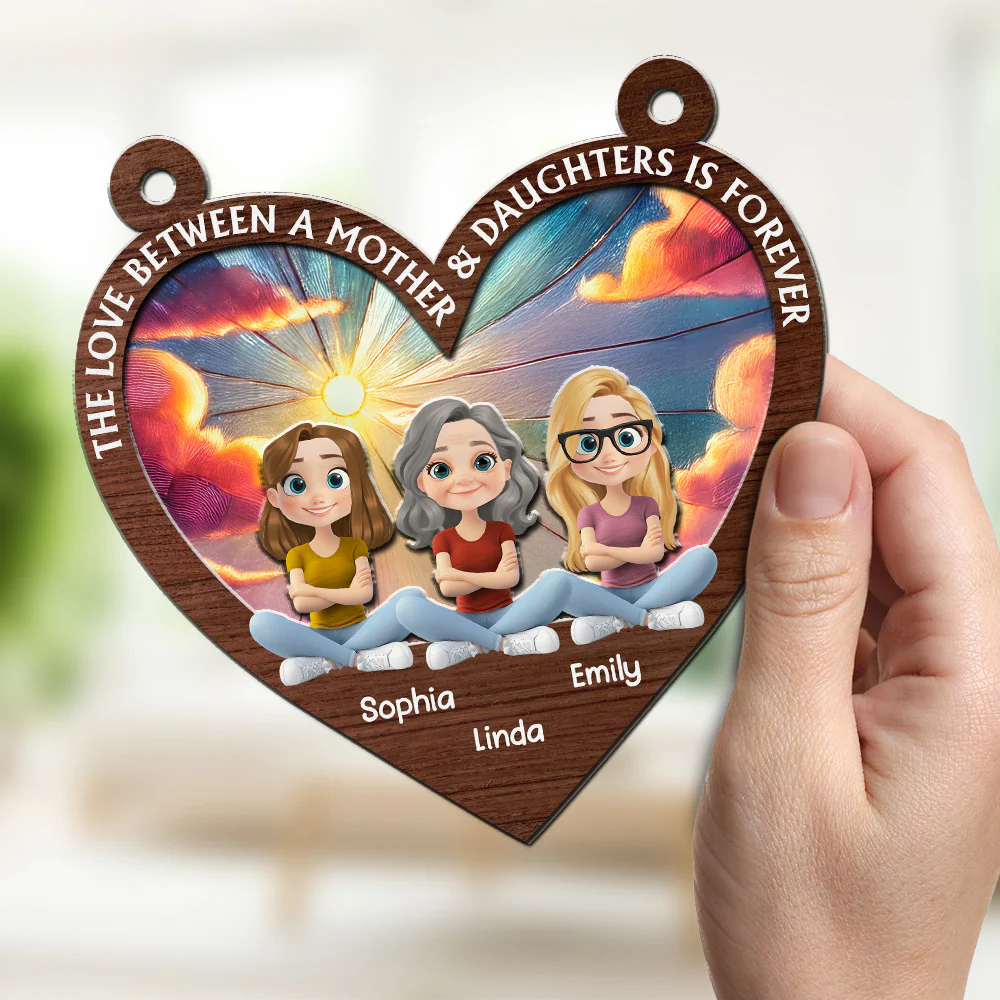The Love Between Mother And Daughter - Personalized Custom Suncatcher - Image 4