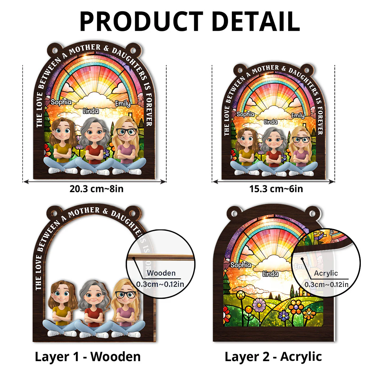The Love Between Mother And Daughters - Personalized Custom Suncatcher - Image 4