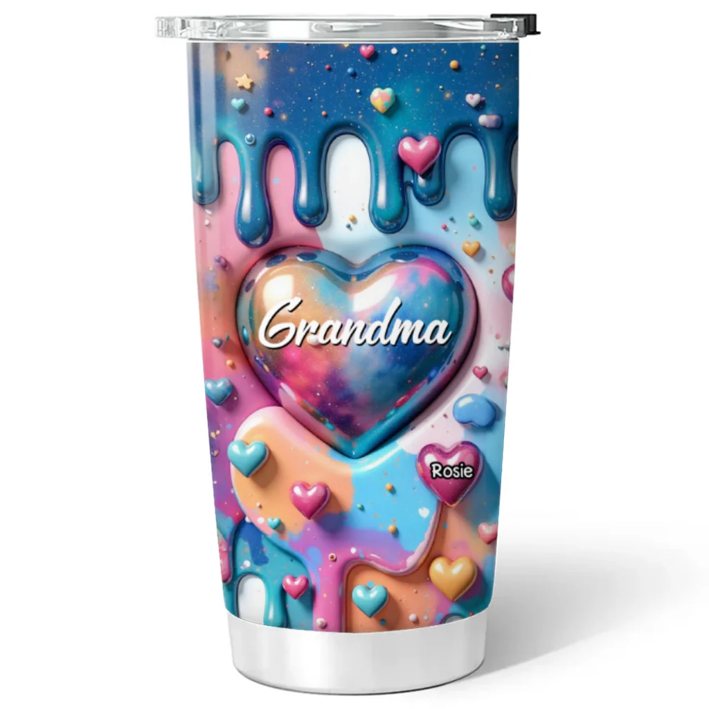 The Love For Grandkids Fills Your Heart Endlessly - Personalized Custom 3D Inflated Effect Tumbler - Image 5