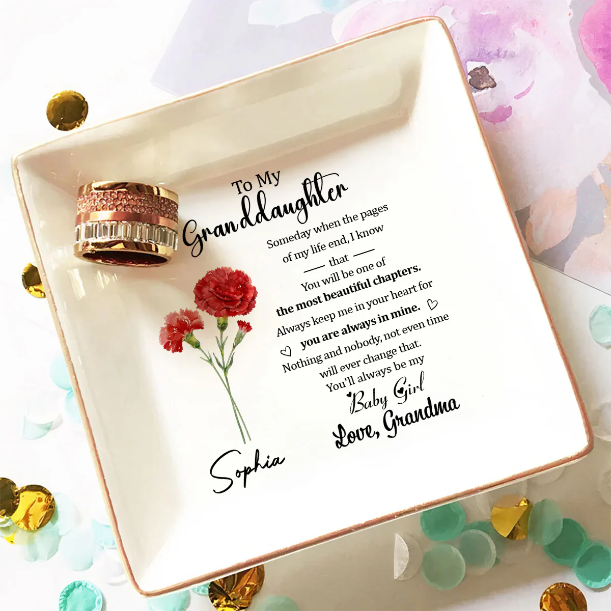 The Love From Grandma Will Never Fade - Personalized Custom Jewelry Dish - Image 3