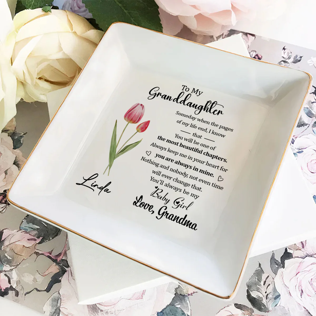 The Love From Grandma Will Never Fade - Personalized Custom Jewelry Dish - Image 4