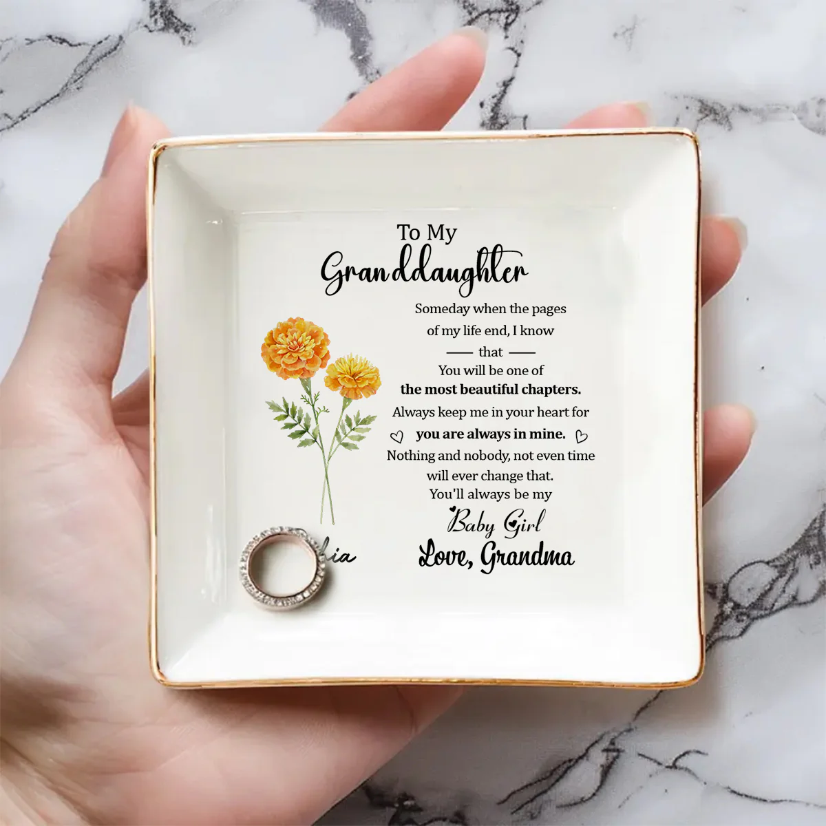The Love From Grandma Will Never Fade - Personalized Custom Jewelry Dish - Image 5