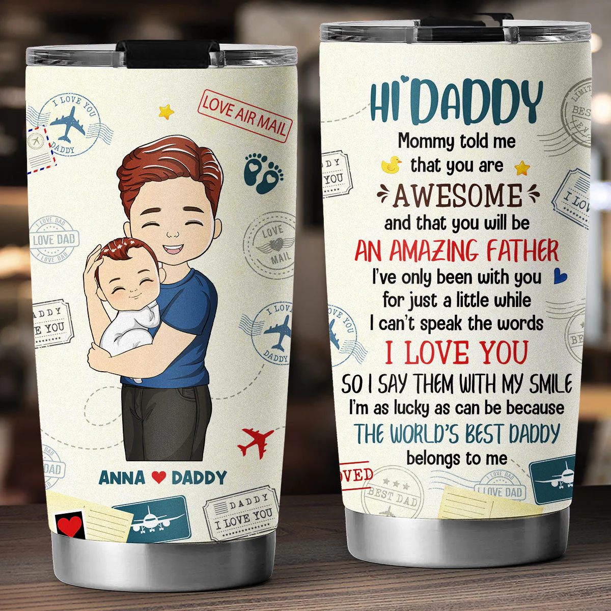 The Love I Hold For You Daddy - Personalized Custom Tumbler - Image 3