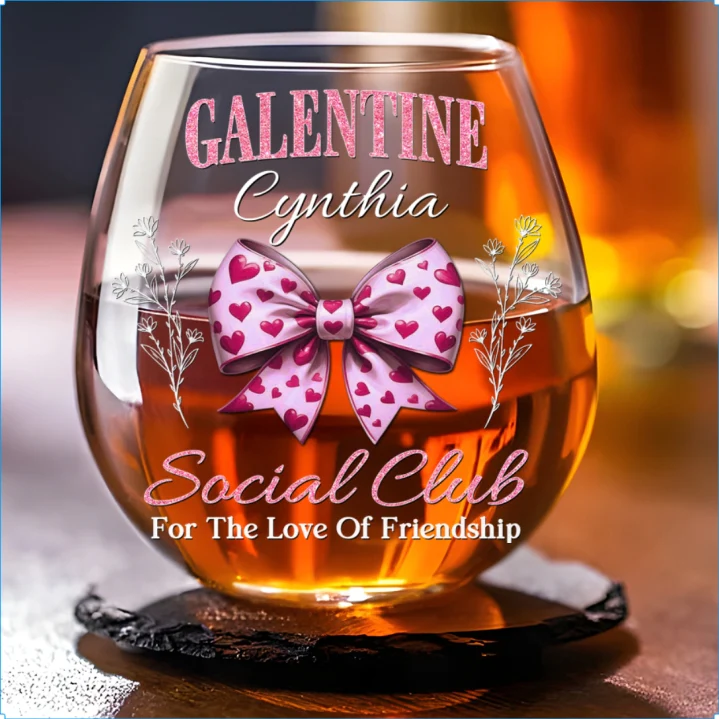 The Love Of Friendship - Personalized Custom Wine Glass - Image 5