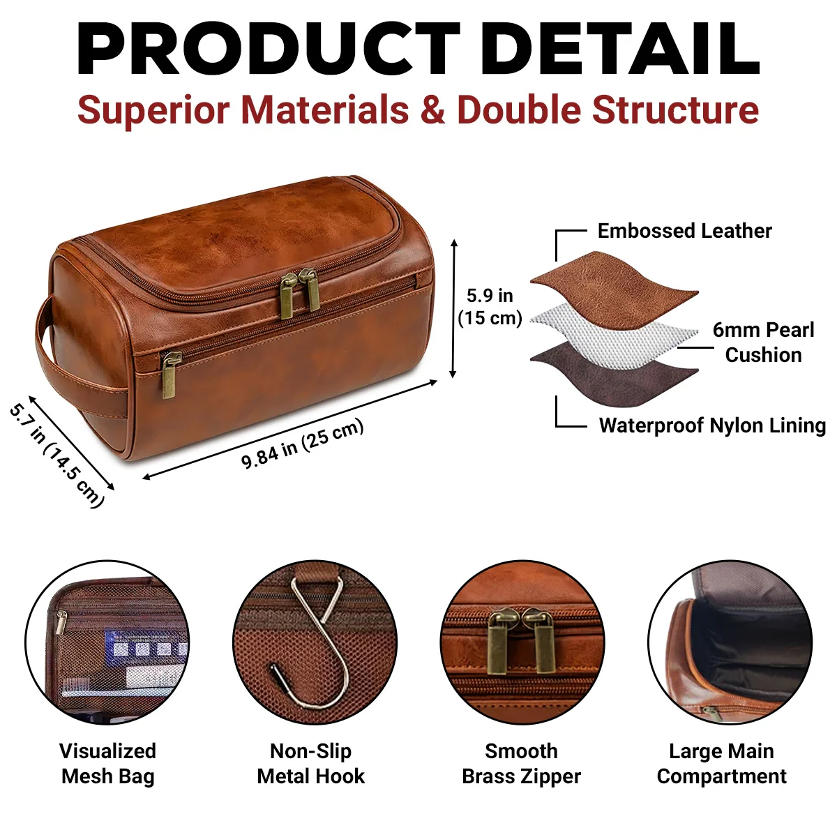 The Man The Myth The Legend - Personalized Custom Engraved Leather Toiletry Bag - Image 4