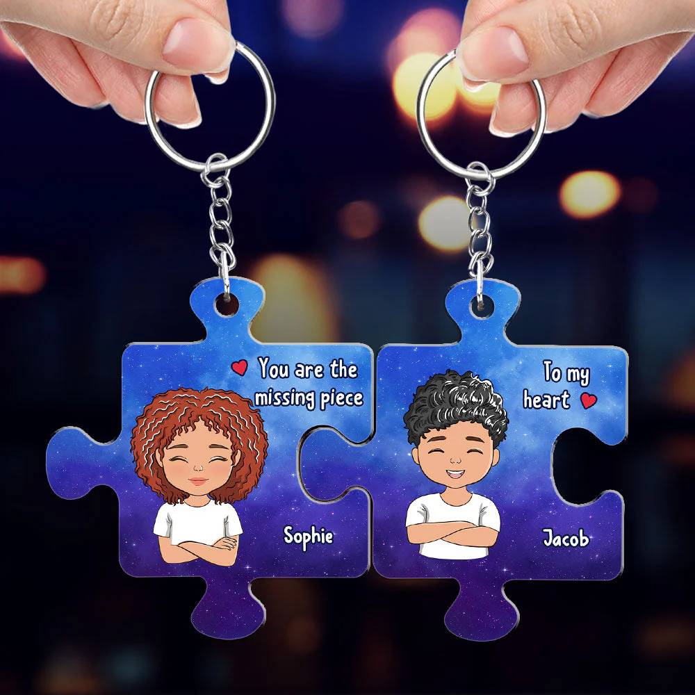 Custom Star Map The Missing Piece - Personalized Custom Couple Acrylic Keychain - Image 3