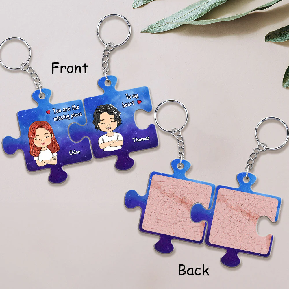 Custom Star Map The Missing Piece - Personalized Custom Couple Acrylic Keychain - Image 4
