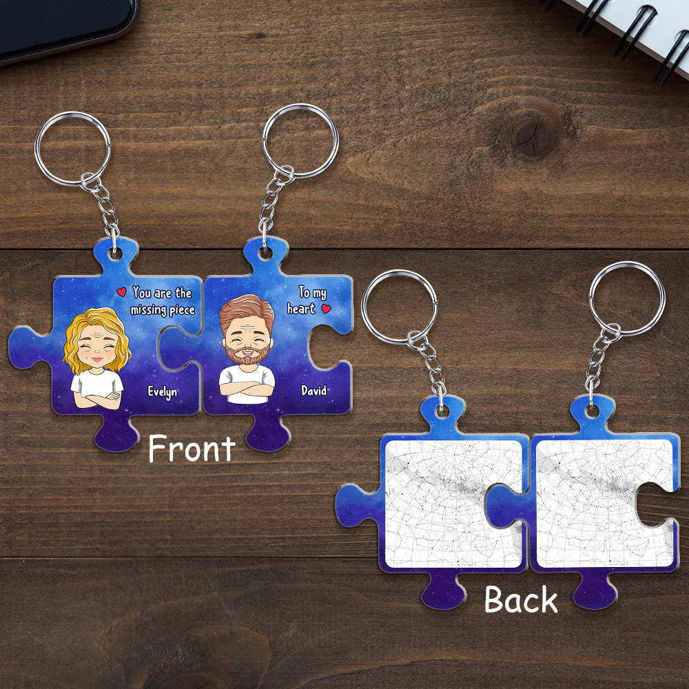Custom Star Map The Missing Piece - Personalized Custom Couple Acrylic Keychain - Image 5