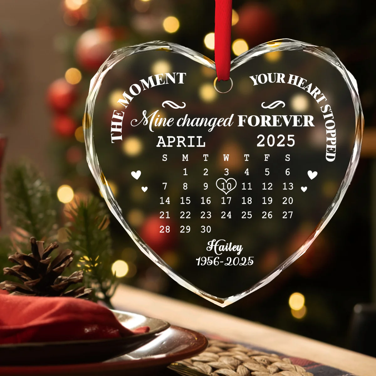 The Moment Heart Stopped - Personalized Custom Glass Ornament - Image 2
