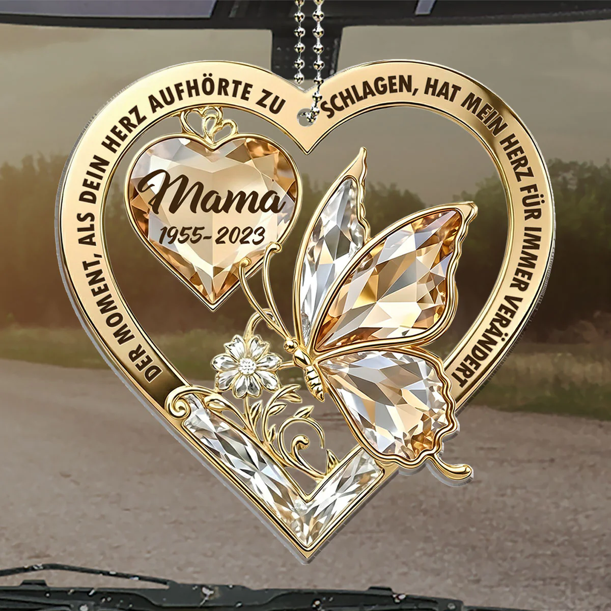 The Moment My Heart Changed Forever German - Personalized Custom Car Ornament - Image 3