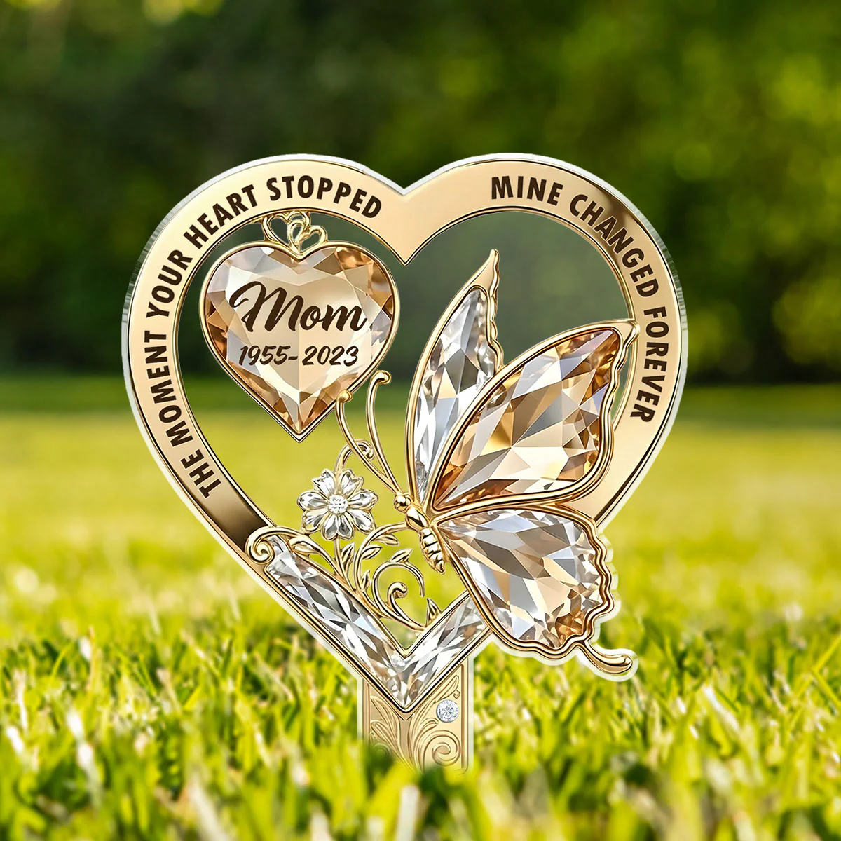 The Moment My Heart Changed Forever - Personalized Custom Acrylic Garden Stake - Image 2