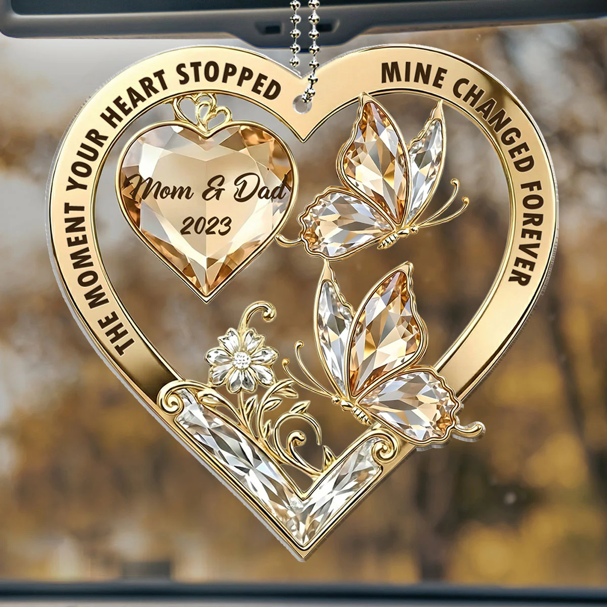 The Moment My Heart Changed Forever - Personalized Custom Car Ornament - Image 2