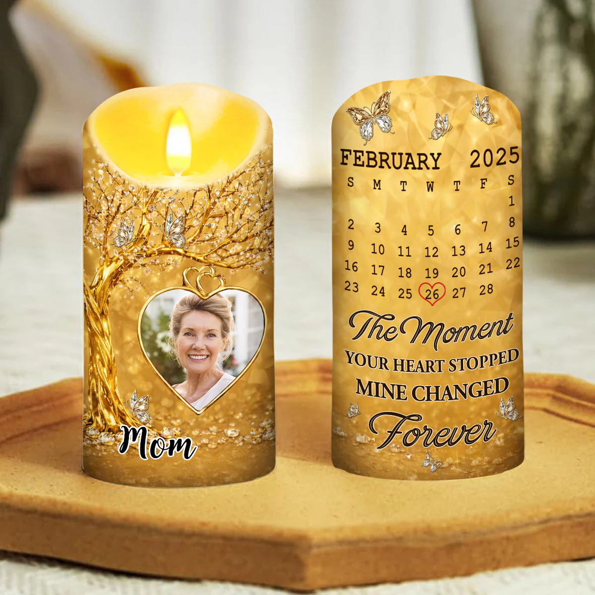 The Moment My Heart Changed Forever - Personalized Custom LED Candle - Image 3