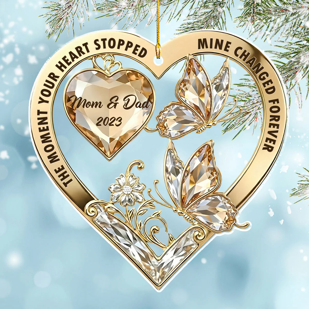 The Moment My Heart Changed Forever Version 2 - Personalized Custom Acrylic Ornament - Image 4