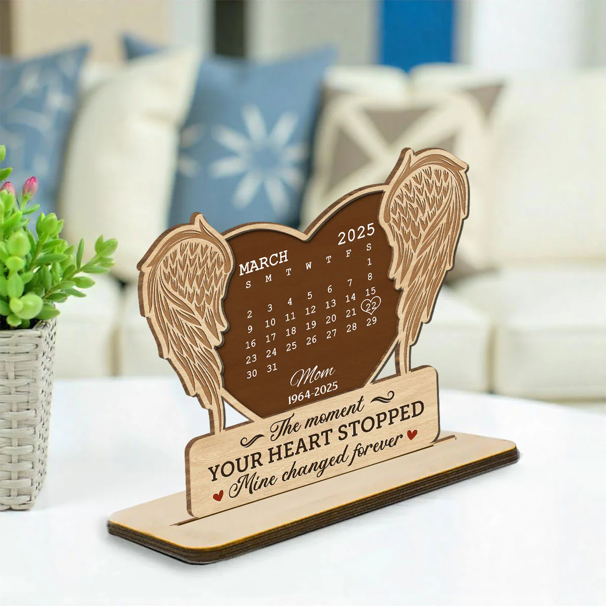 The Moment - Personalized Custom 2-Layer Wood Plaque With Flat Base - Image 2