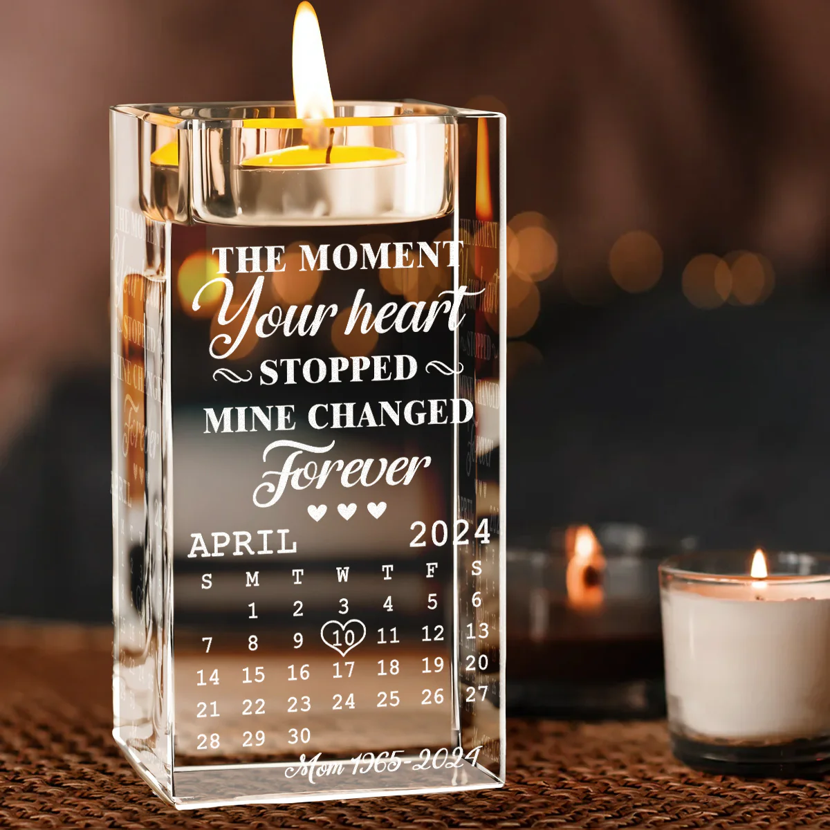 The Moment - Personalized Custom Engraved Crystal Candle Holder - Image 2