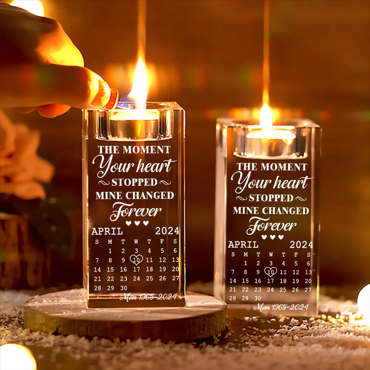 The Moment - Personalized Custom Engraved Crystal Candle Holder - Image 4